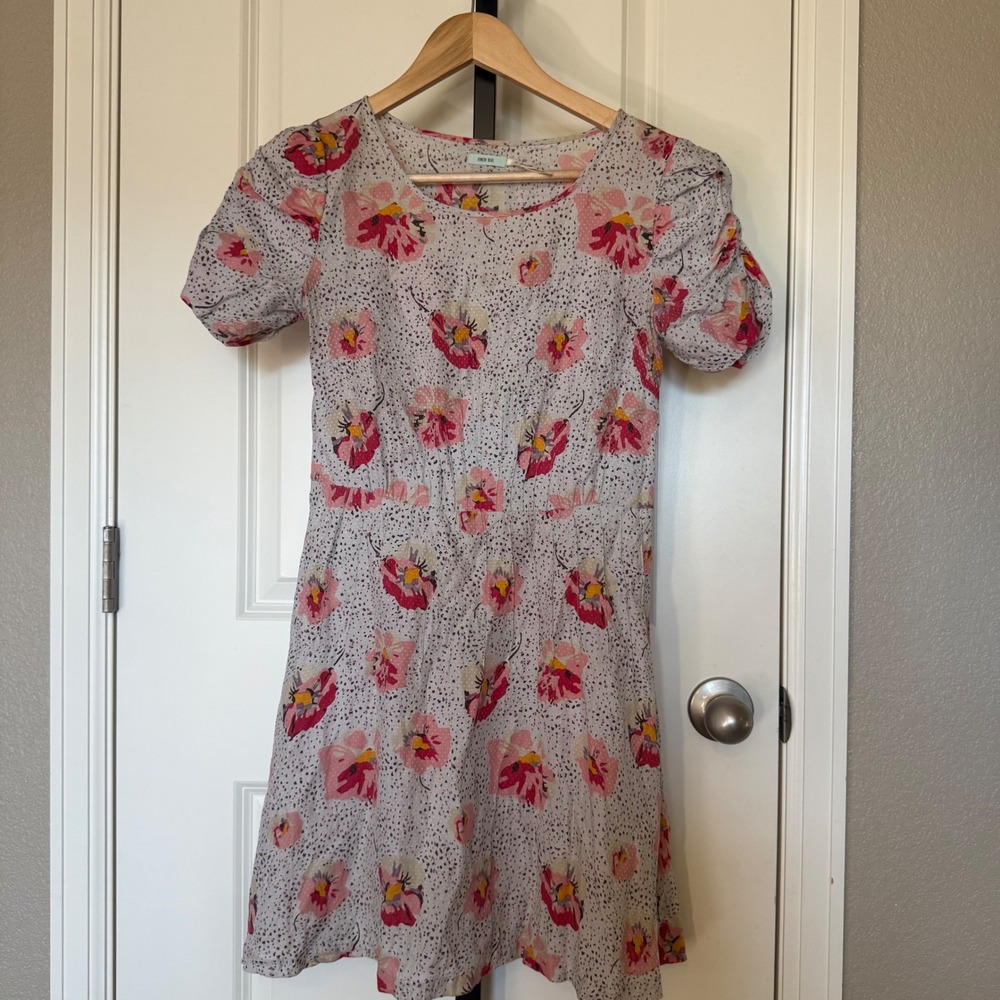 Kimchi Blue Silk Blend Floral Puff Sleeve Mini Dress Multicolor Size 4
